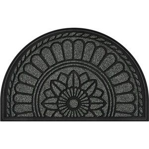 Half Round Door Mat, Non-Slip Welcome Entrance Way Rug, 24" x 36", Gray